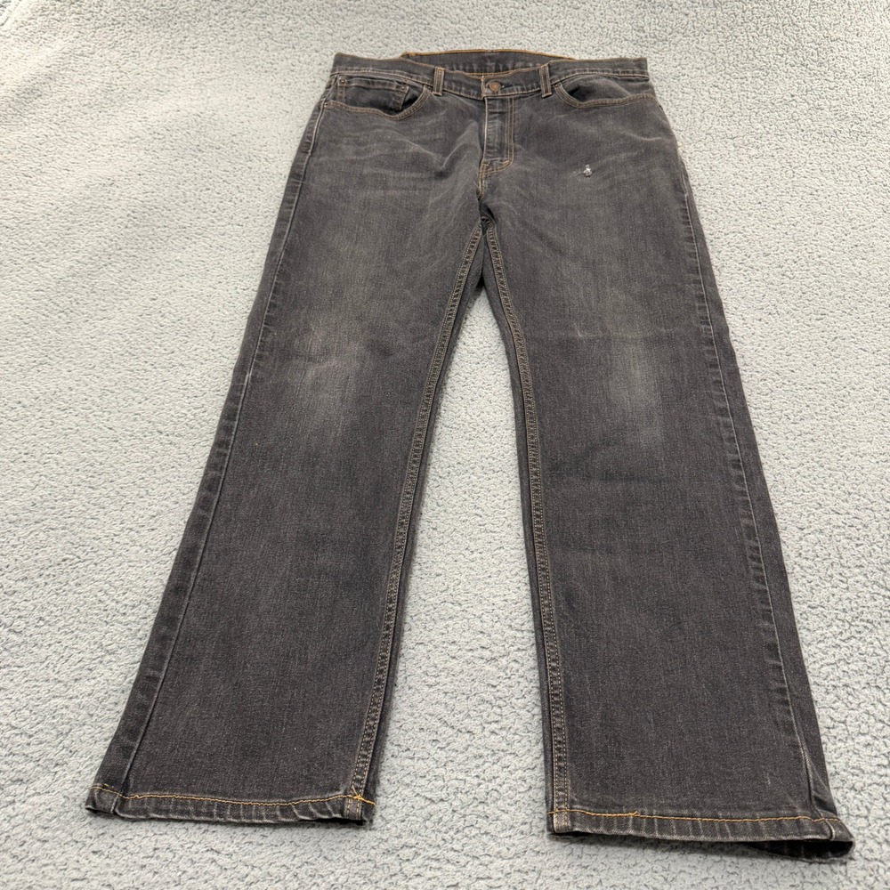 Levis 505 Jeans Mens 38x32 Regular Fit Straight Leg Faded Black